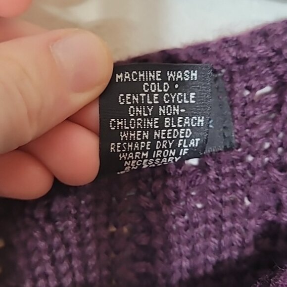 Vintage The Limited Womens Chunky Knit Henley Sweater Size S Purple Wool Blend - Picture 6 of 13